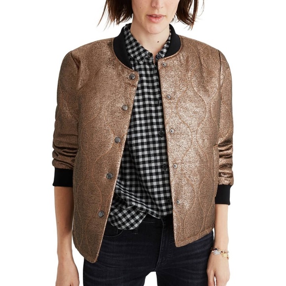 Madewell Jackets & Blazers - HP 🎉 Madewell Metallic Quilted Bomber Jacket XL